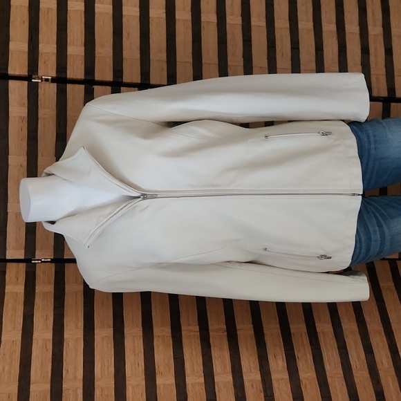 Kenneth Cole reaction creme leather jacket - Picture 1 of 10